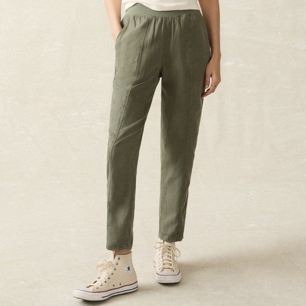 Faherty Arlie Pant Thyme Womens S Linen Blend Tencel Jogger Gorp Natural Earthy